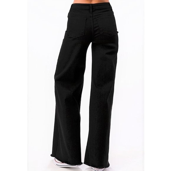 Black Wash Premium Denim Front Seam High Waist Flare Leg - Picture 2 of 4